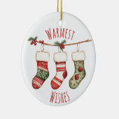 Watercolor Christmas Stockings Ornament セラミックオーナメント (右)