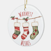 Watercolor Christmas Stockings Ornament セラミックオーナメント (左)