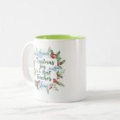 Watercolor Christmas Teacher Mug – Winter ツートーンマグカップ (正面左)
