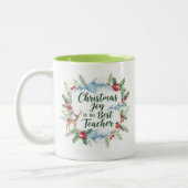 Watercolor Christmas Teacher Mug – Winter ツートーンマグカップ (左)