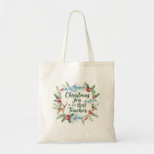 Watercolor Christmas Teacher Tote Bag – Winter