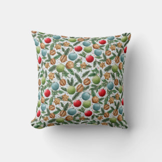 Watercolor Christmas Throw Pillow クッション