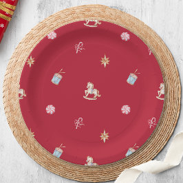 Watercolor Christmas Toys and Sweets ペーパープレート