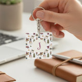 Watercolor Christmas Toys Monogram inital キーホルダー