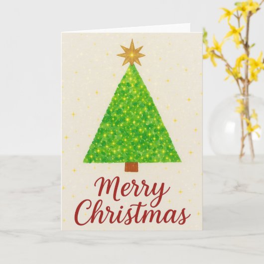 Watercolor Christmas Tree カード (黄色い花)