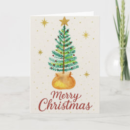 Watercolor Christmas Tree カード