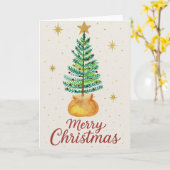 Watercolor Christmas Tree カード (黄色い花)