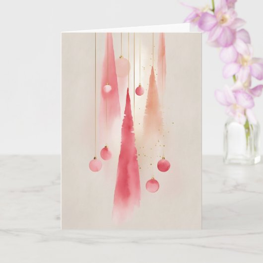 Watercolor Christmas Tree and Ornament  カード (蘭)