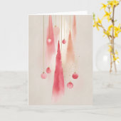 Watercolor Christmas Tree and Ornament カード (黄色い花)