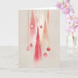 Watercolor Christmas Tree and Ornament カード