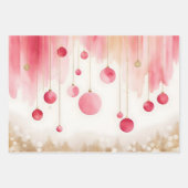 Watercolor Christmas Tree and Ornament Wrapping Pa ラッピングペーパーシート (正面2)