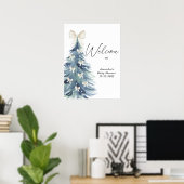 Watercolor christmas tree bow Baby shower ポスター (ホームオフィス)