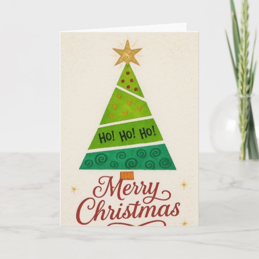 Watercolor Christmas Tree Card – Modern Holiday  カード (正面)