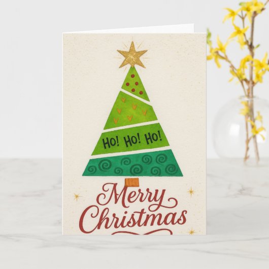 Watercolor Christmas Tree Card – Modern Holiday  カード (黄色い花)