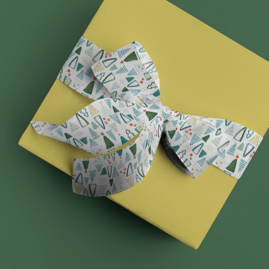 Watercolor Christmas Tree Christmas サテンリボン