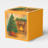 Watercolor Christmas Tree & Cozy Fireplace Holiday フェイバーボックス (正面サイド)