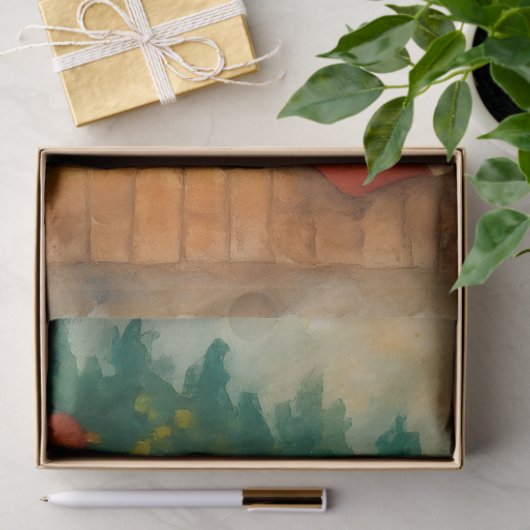 Watercolor Christmas Tree & Cozy Fireplace Holiday 薄葉紙 (ギフト)