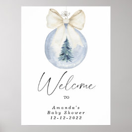 Watercolor christmas tree decoration baby shower ポスター