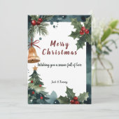 Watercolor Christmas Tree Flat with Warm Wishes シーズンカード (スタンド正面)