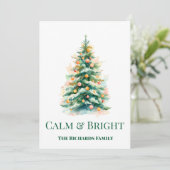 Watercolor Christmas Tree Holiday Card シーズンカード (スタンド正面)