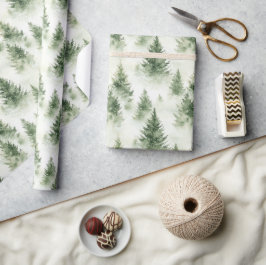 Watercolor Christmas Tree Holiday Pattern ラッピングペーパー