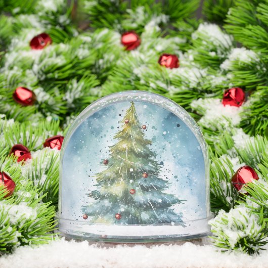 Watercolor Christmas Tree Holiday Snow Globe (クリスマス)