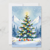 Watercolor Christmas Tree in the Mountains Photo シーズンカード (正面)