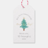 Watercolor Christmas Tree, "Merry & Bright" ギフトタグ (裏面)