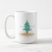 Watercolor Christmas Tree "Merry & Bright" Holiday コーヒーマグカップ (左)