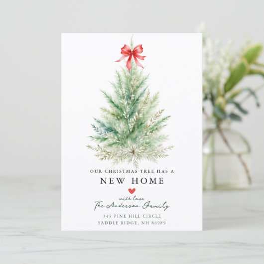 Watercolor Christmas Tree New Home Card 案内状 (スタンド正面)