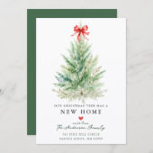 Watercolor Christmas Tree New Home Card 案内状 (正面/裏面)