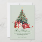 Watercolor Christmas Tree Non Photo Christmas Card シーズンカード (正面)
