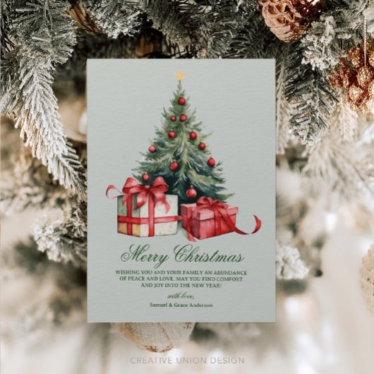 Watercolor Christmas Tree Non Photo Christmas Card シーズンカード