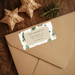 Watercolor Christmas Tree Return Address Label ラベル