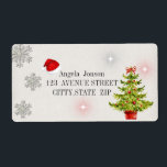 Watercolor Christmas Tree, Santa Hat,Glitter<br><div class="desc">Watercolor Christmas tree and snowflakes on glitter background. Select the costume button to change the fonts style,  color,  and size.</div>