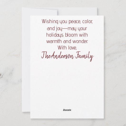 Watercolor Christmas Tree with Red Bow  シーズンカード (裏面)