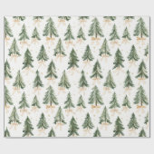 Watercolor Christmas Tree Wrapping Paper ラッピングペーパー (フラット)