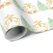 Watercolor Christmas Trees Gold Grandmillennial  ラッピングペーパー (ロールコーナー)