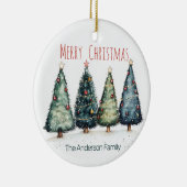 Watercolor Christmas Trees Ornament | Custom Name セラミックオーナメント (右)