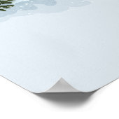 Watercolor Christmas Village Merry Christmas Blue ポスター (角)