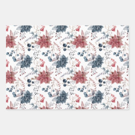 Watercolor Christmas Wrapping Sheets Set of 3 ラッピングペーパーシート