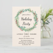 Watercolor Christmas Wreath -Elegant Holiday Party 招待状 (スタンド正面)