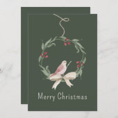 Watercolor Christmas Wreath Personalized シーズンカード (正面/裏面)