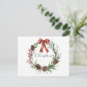 Watercolor Christmas Wreath Topography  シーズンカード (スタンド正面)