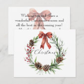 Watercolor Christmas Wreath Topography  シーズンカード (正面/裏面)