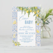 Watercolor ciao bambino lemons baby shower 招待状 (スタンド正面)