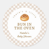 Watercolor Cinnamon Bun In The Oven Baby Shower  ラウンドシール (正面)
