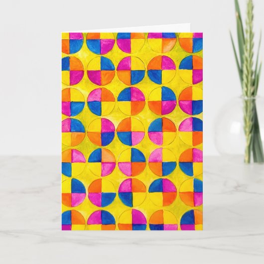 Watercolor Circles Otanjoubi Omedeto Birthday Card カード (正面)