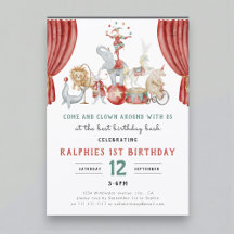 Watercolor Circus Elephant First Birthday