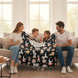 Watercolor Circus Tent Elephants Lions Family  フリースブランケット